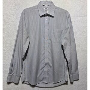 Jos A Bank 1905 Men's Tailored Fit Non-Iron Dress Shirt Blue Tan Check 15.5-35
